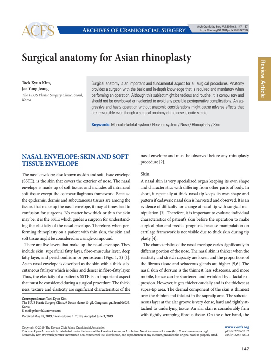 Surgical anatomy for Asian rhinoplasty