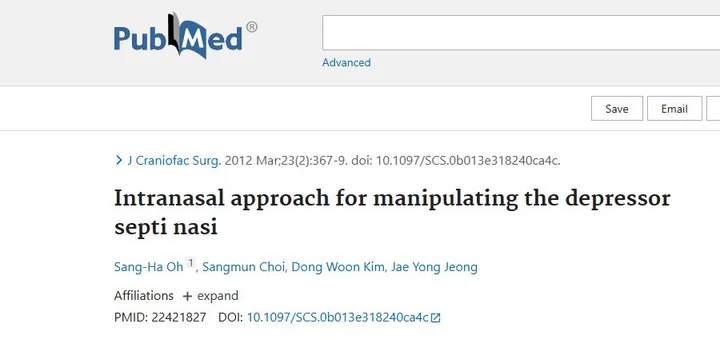 Intranasal Approach for Manipulating the Depressor Septi Nasi 학술활동 이미지